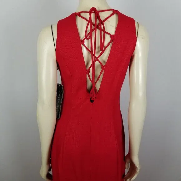 Vintage Jennifer Jeffries red long length open back formal red dress sz 6 - Picture 7 of 8